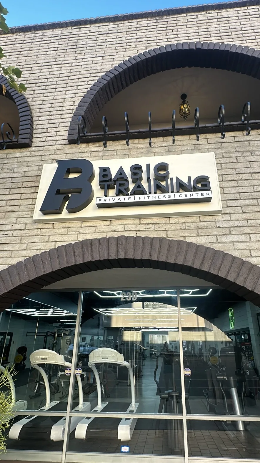 BASIC Training sign above the arched storefront entrance